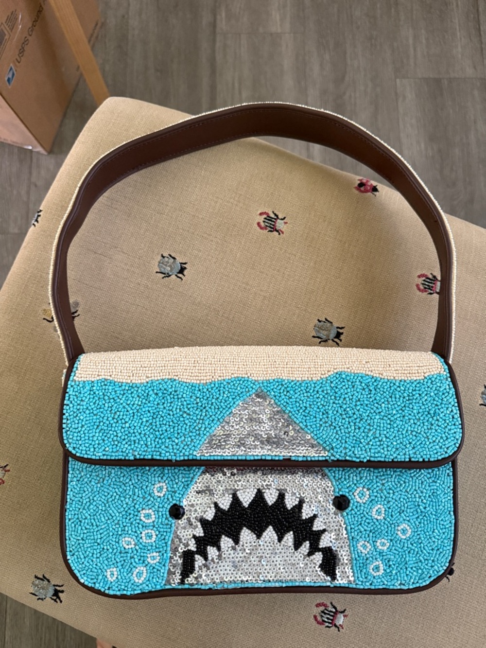 LIKE NEW STAUD Tommy Beaded Bag, Great White - Picture 4 of 10